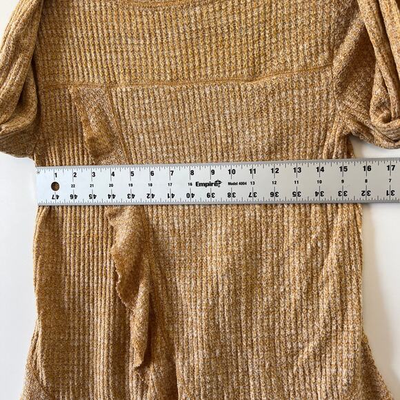 Anthropologie Saturday Sunday Wendy Ruffle Waffle Knit Thermal Top Womens XS - Picture 7 of 10